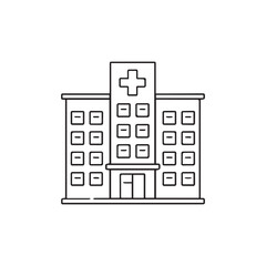   A minimalist medical building symbol design with black and white color.