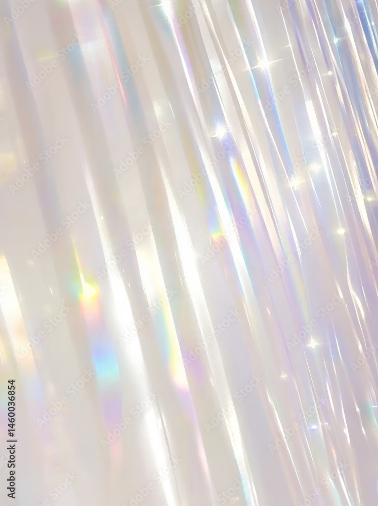 Poster soft light refracts through abstract translucent layers creating a colorful display at sunset