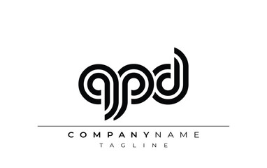Fototapeta premium QPD Creative Unique Modern Letter Logo Design. Stylized logo featuring a unique letter design, presenting abstract minimalist aesthetics and modern appeal.