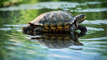 Fototapeta premium Turtle on water's surface
