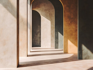 Muted earth-toned semi-circles arranged in rhythmic vertical columns