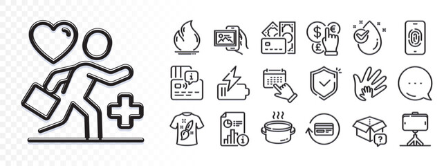 Image album, Secret package and Card line icons for web app. Glare of light effect. Message icon. Pack of Fire energy, Fingerprint, Saucepan pictogram icons. Vector