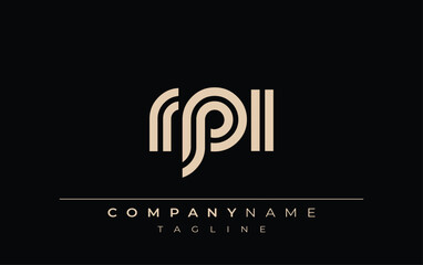RPI Creative Unique Modern Letter Logo Design. Stylized logo featuring a unique letter design, presenting abstract minimalist aesthetics and modern appeal.