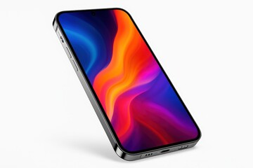 Sleek modern smartphone with vibrant display on white background