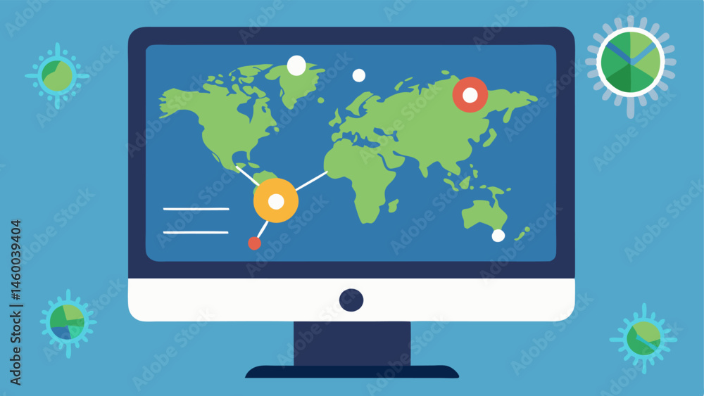 Aufkleber epidemiological tracking a digital map and interface on a screen where researchers track disease out