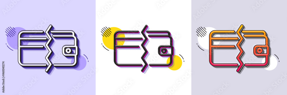 Poster credit card or cash line icon. halftone dotted pattern. gradient icon with grain shadow. payment met