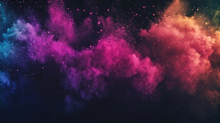Colorful powder explosion in dark background