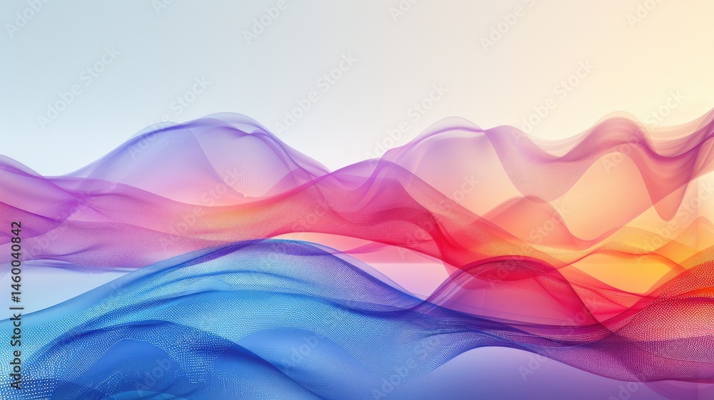 Poster swirling picture of red ray and blue light sparkling particles scattered across a space background, 