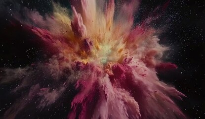 Explosion of vibrant colors in space