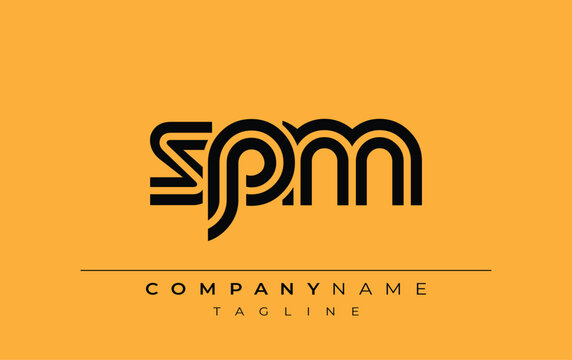 SPM Creative Unique Modern Letter Logo Design. Stylized logo featuring a unique letter design, presenting abstract minimalist aesthetics and modern appeal.