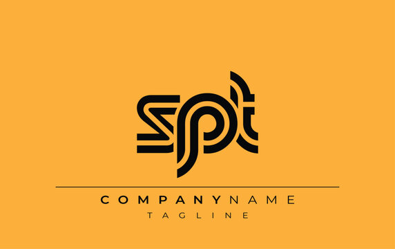SPT Creative Unique Modern Letter Logo Design. Stylized logo featuring a unique letter design, presenting abstract minimalist aesthetics and modern appeal.