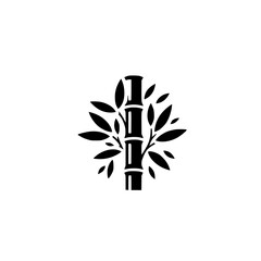 Minimalist Black Bamboo Logo in Circle, Zen Design