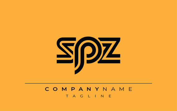 SPZ Creative Unique Modern Letter Logo Design. Stylized logo featuring a unique letter design, presenting abstract minimalist aesthetics and modern appeal.