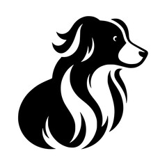 Silhouette of a Border Collie, Minimalist Design, Logo or Icon