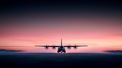 Military Transport Aircraft at Sunset