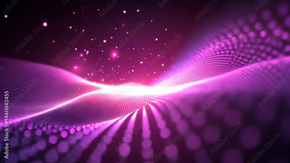 Poster vibrant abstract waves glowing particles create mesmerizing digital experience with waves