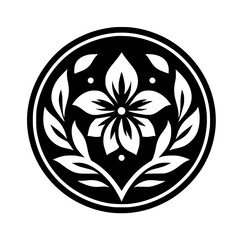 Elegant Black and White Floral Emblem Design