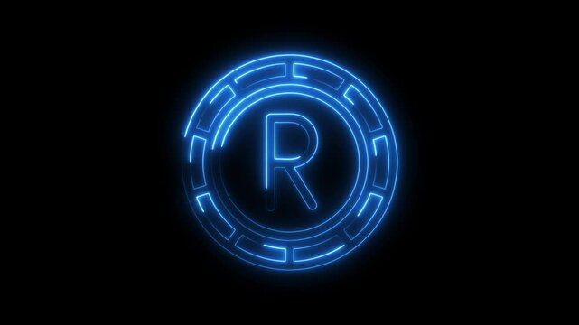 Glowing neon letter r animation on black background simple modern minimalist design