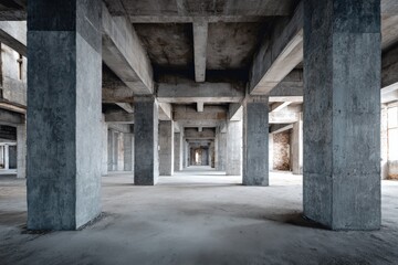 Empty concrete structure, vast and imposing.