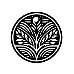 Decorative Black & White Botanical Mandala Design