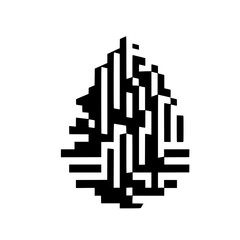 Abstract Pixelated Drop: Black and White Geometric Graphic