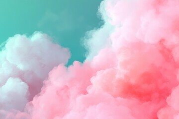 Cotton Candy Skies Dreamscape with Pink Clouds and Aquamarine Sky Abstract Background Design