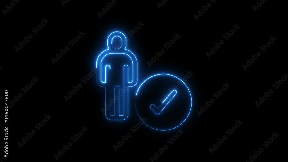 Poster approved user account neon glow animation on black background loopable