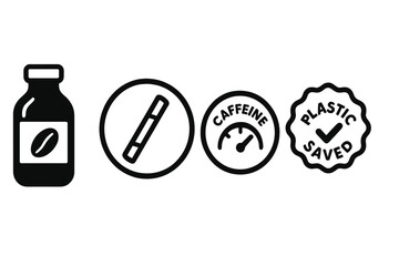 Cold-brew icons showing bottle, straw, dial, badge