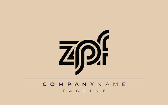 ZPF Creative Unique Modern Letter Logo Design. Stylized logo featuring a unique letter design, presenting abstract minimalist aesthetics and modern appeal.