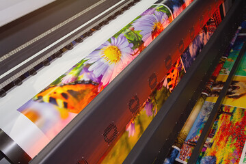 Large format printing machine in operation