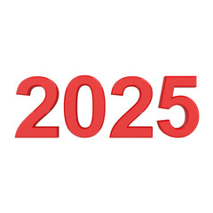 Red 2025 isolated on transparent background
