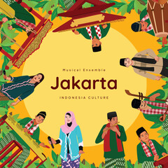 Colorful layout Indonesia Jakarta culture flat Illustration