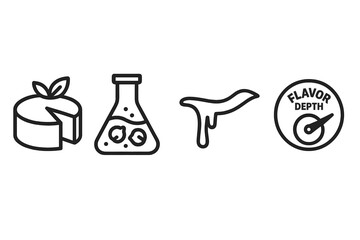 Plant-cheese icons merging wheel, flask, ribbon, and dial