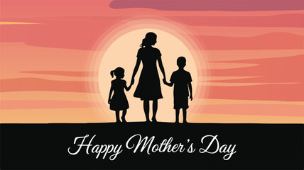 Fototapeta premium Happy Mother's Day Silhouette illustration