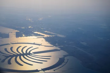 Selbstklebende Fototapeten Palme Palm Jumeirah island, view from plane, Dubai.  © vahanabrahamyan