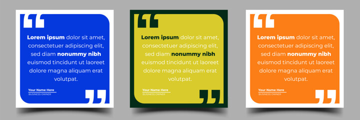 Set of Quote square banner template. Usable for social media post, cover, web, flyer, card.