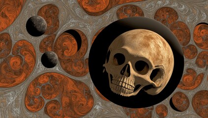 Skull in abstract cosmos