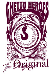 Strong and fearless. Rose flower. Eagle rock and roll. Music festival poster. Music world tour artwork. Wild and free. Rock and roll vector t-shirt design. Fire with eagle artwork.