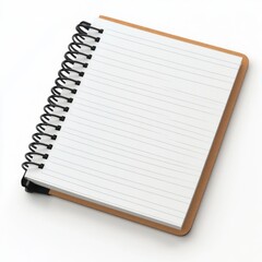 Brown cover spiral notebook with wide-ruled pages on clean white background
