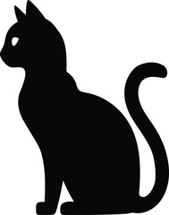 Sitting Cat Silhouette Black, Minimal Cat Silhouette