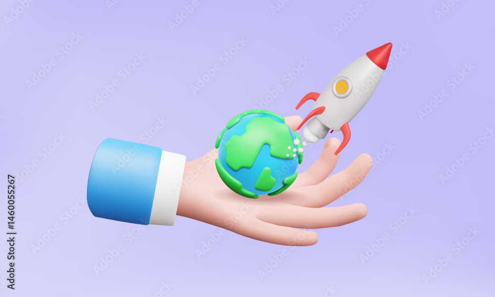 Poster 3d vector idea challenge invention develop technology spaceship for future target explore space scie