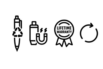Icons labeled Pen-eco display images of a pen, cartridge, ribbon, and an arrow