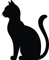 Minimal Sitting Cat Silhouette, Calm Sitting Cat Silhouette