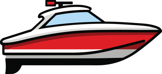 Speed Boat Vector Illustration on Transparent Background