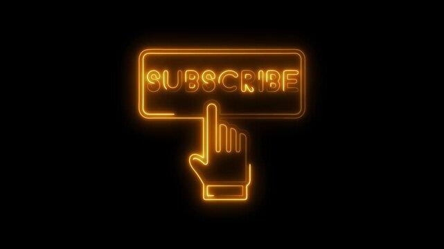 Glowing subscribe button with hand cursor clicking for online video content