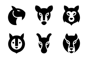 Animal heads logo set owl deer wolf vector design