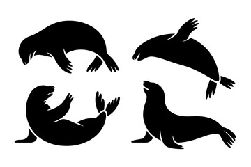 Sea lion silhouette vector image ocean animals art