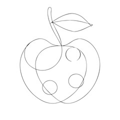 Minimal Apple Fruit Thin Line  Vector Illustration