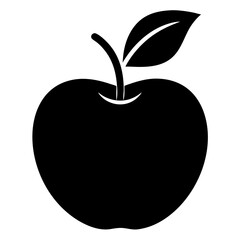 "Minimal Solid Apple Silhouette – Black Outline Vector Fruit Illustration"

