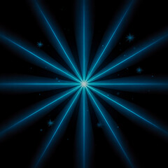 Naklejka premium A bright blue starburst effect against a dark blue-black background